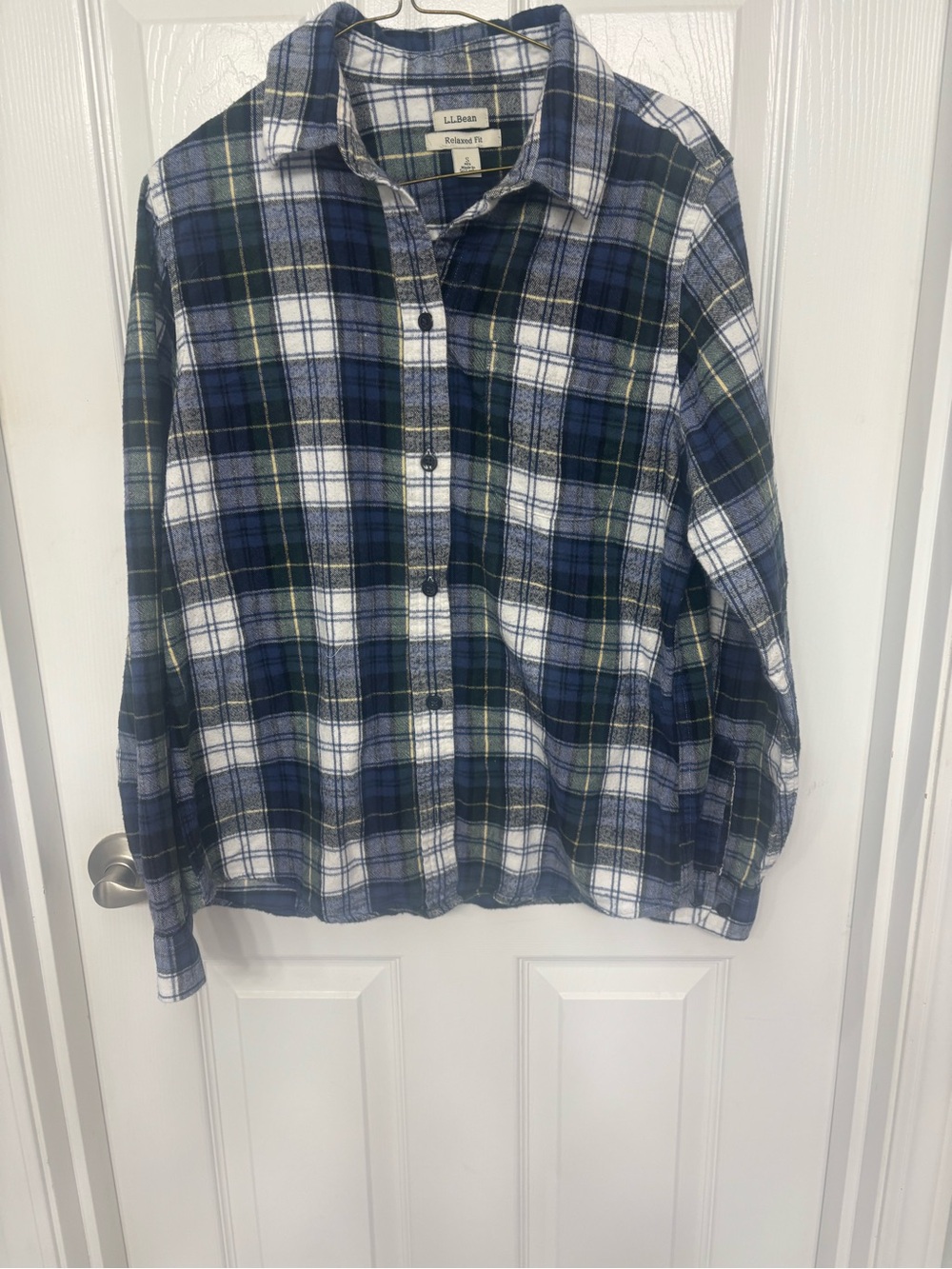L.L. Bean Woman’s Green Plaid Flannel Shirt Gorpcore Cabincore Streetwear